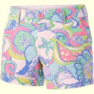 Lilly Pulitzer Callahan Shorts Size 00 Multi Color Paisley Floral Seersucker